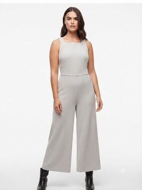 Aritzia Wilfred Grey Wideleg Ecoulement Tie Back Pocket Jumpsuit Romper Sz-10